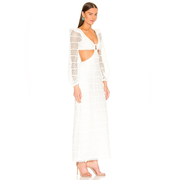 PatBO Crochet Cut Out Maxi Dress in White 0 - Picture 6 of 11